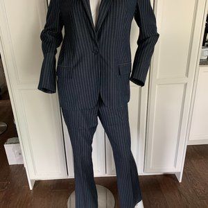 della spiga 6 blue and cream pinstripe pantsuit